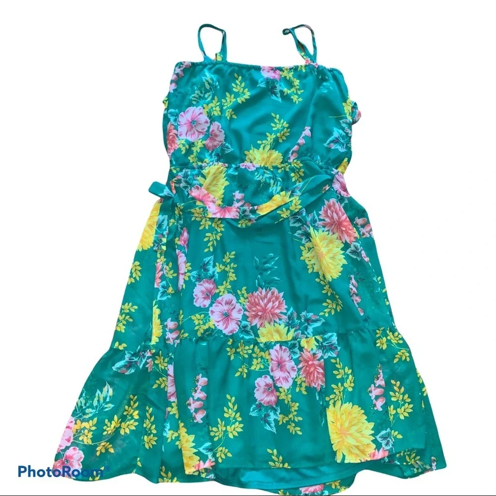 The Children’s Place Willow Green Ruffle Floral Dress size XL